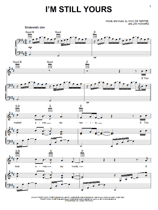 Kutless I'm Still Yours Sheet Music Notes & Chords for Piano, Vocal & Guitar (Right-Hand Melody) - Download or Print PDF Kutless I'm Still Yours Sheet Music Notes & Chords for Piano, Vocal & Guitar (Right-Hand Melody) - Download or Print PDF