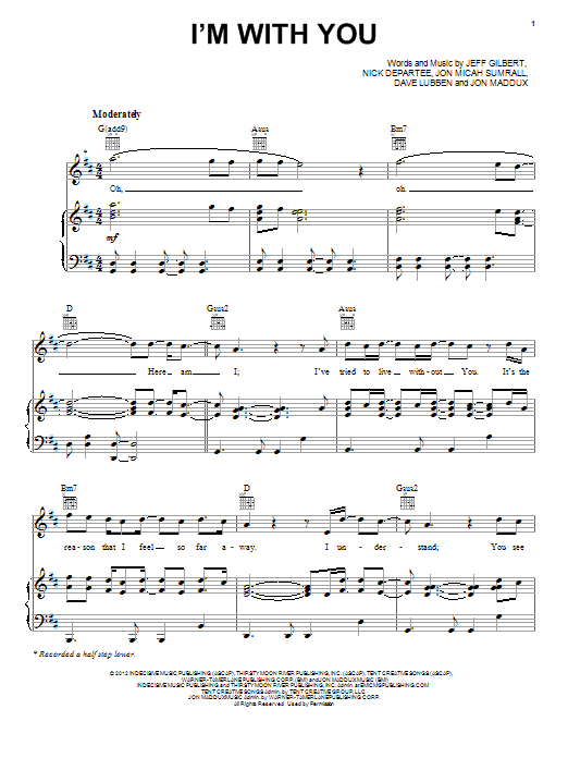 Kutless I'm With You Sheet Music Notes & Chords for Piano, Vocal & Guitar (Right-Hand Melody) - Download or Print PDF Kutless I'm With You Sheet Music Notes & Chords for Piano, Vocal & Guitar (Right-Hand Melody) - Download or Print PDF