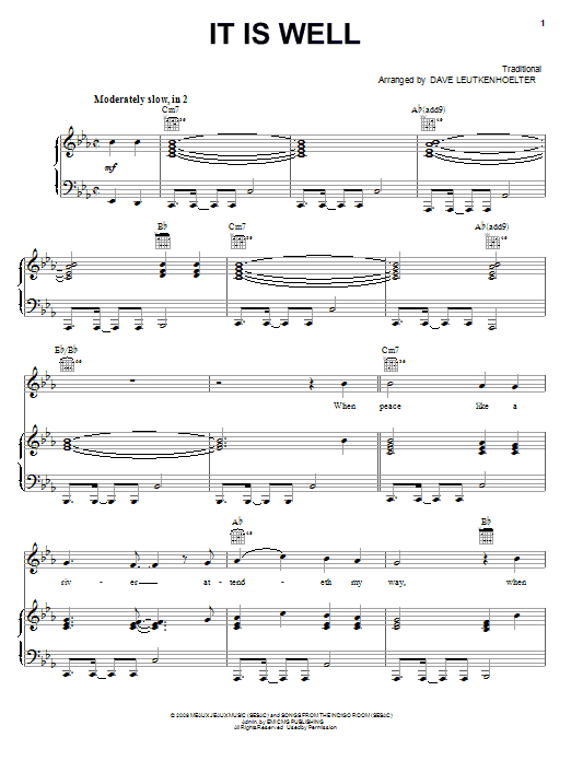 Kutless It Is Well Sheet Music Notes & Chords for Piano, Vocal & Guitar (Right-Hand Melody) - Download or Print PDF Kutless It Is Well Sheet Music Notes & Chords for Piano, Vocal & Guitar (Right-Hand Melody) - Download or Print PDF