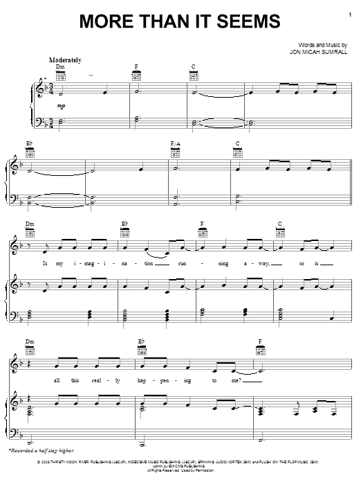 Kutless More Than It Seems Sheet Music Notes & Chords for Piano, Vocal & Guitar (Right-Hand Melody) - Download or Print PDF