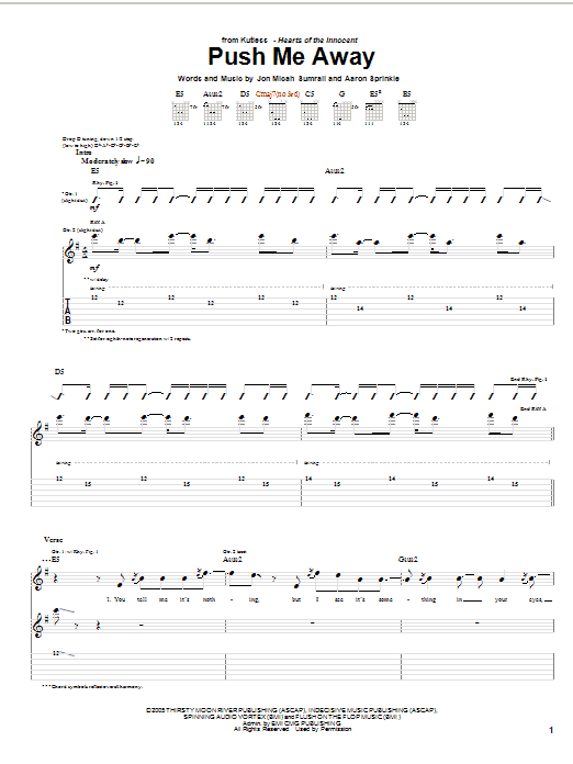 Kutless Push Me Away Sheet Music Notes & Chords for Guitar Tab - Download or Print PDF Kutless Push Me Away Sheet Music Notes & Chords for Guitar Tab - Download or Print PDF