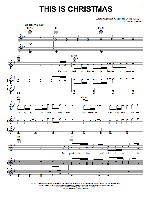 Kutless This Is Christmas Sheet Music Notes & Chords for Piano, Vocal & Guitar (Right-Hand Melody) - Download or Print PDF