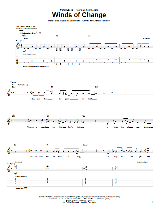 Kutless Winds Of Change Sheet Music Notes & Chords for Guitar Tab - Download or Print PDF Kutless Winds Of Change Sheet Music Notes & Chords for Guitar Tab - Download or Print PDF