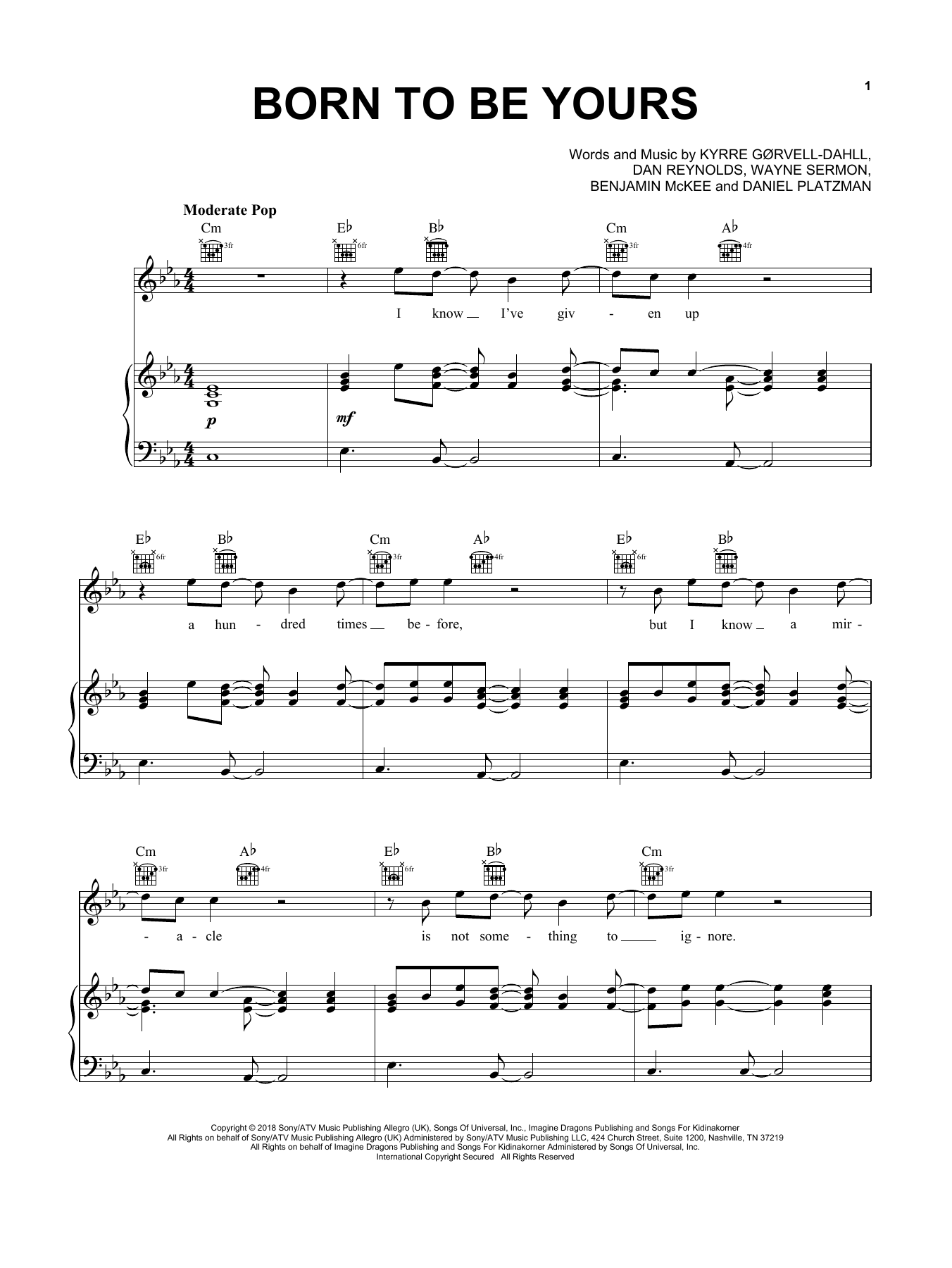 Kygo & Imagine Dragons Born To Be Yours Sheet Music Notes & Chords for Ukulele - Download or Print PDF