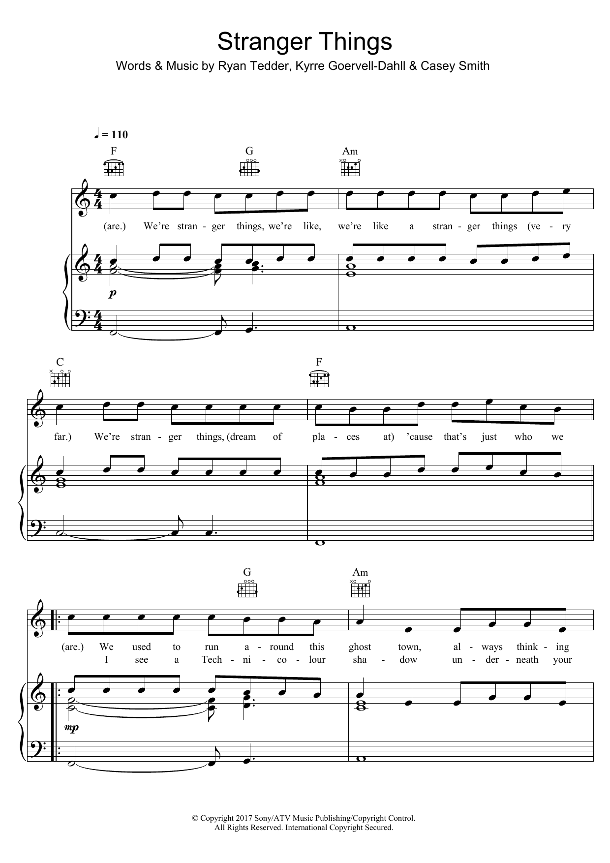 Kygo Stranger Things (featuring OneRepublic) Sheet Music Notes & Chords for Piano, Vocal & Guitar (Right-Hand Melody) - Download or Print PDF