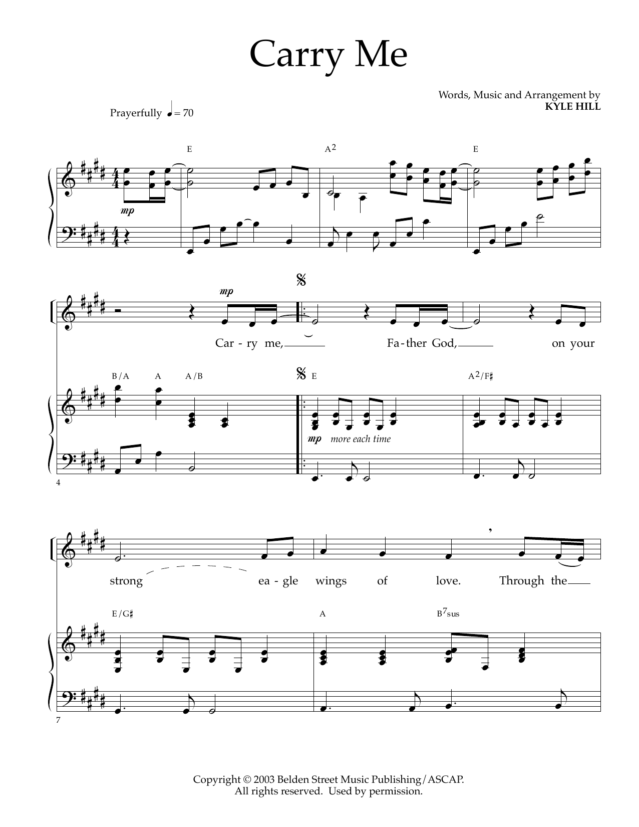 Kyle Hill Carry Me Sheet Music Notes & Chords for Piano & Vocal - Download or Print PDF