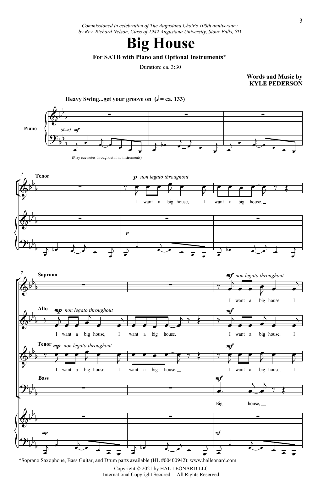 Kyle Pederson Big House Sheet Music Notes & Chords for SATB Choir - Download or Print PDF