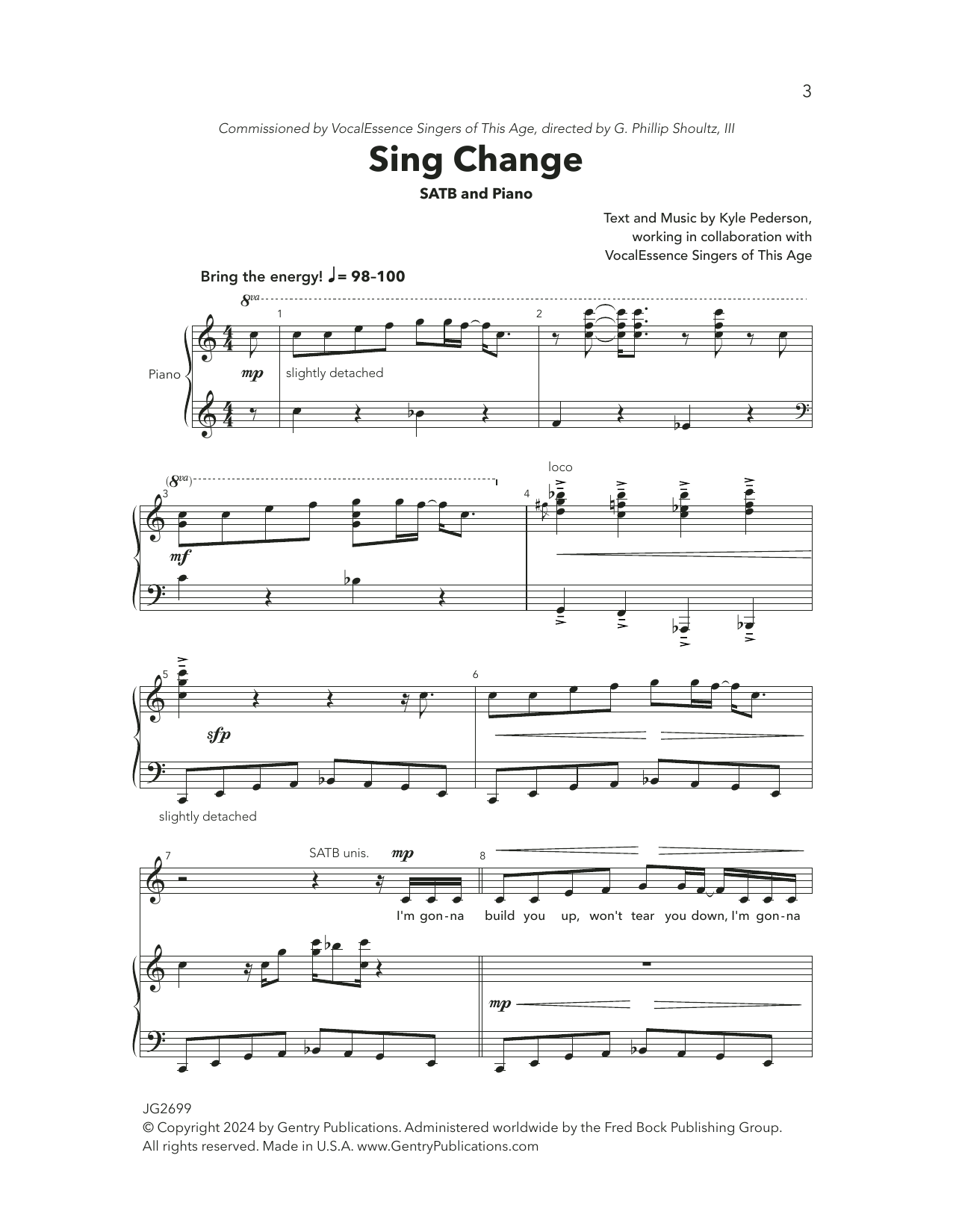 Kyle Pederson Sing Change Sheet Music Notes & Chords for SATB Choir - Download or Print PDF