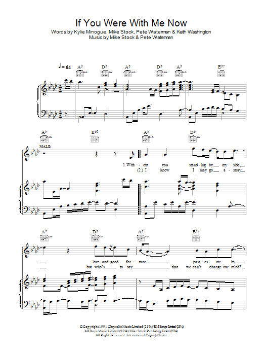 Kylie Minogue If You Were With Me Now Sheet Music Notes & Chords for Piano, Vocal & Guitar (Right-Hand Melody) - Download or Print PDF