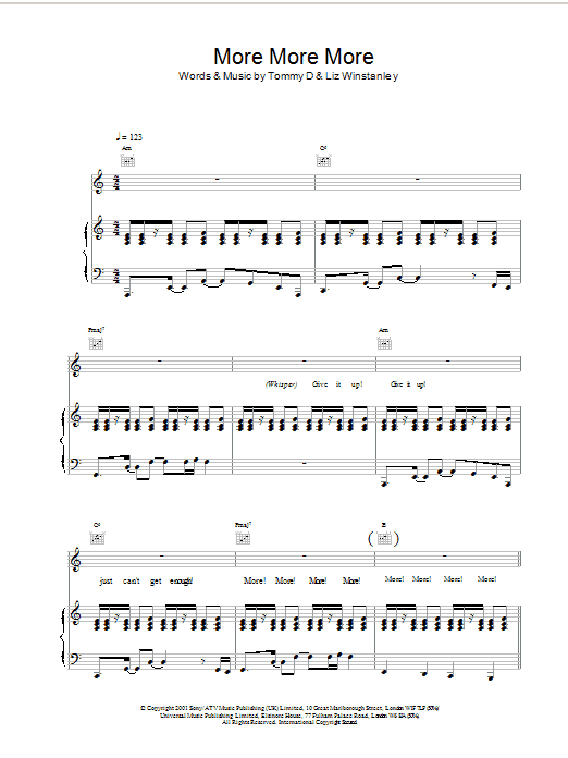 Kylie Minogue More More More Sheet Music Notes & Chords for Piano, Vocal & Guitar - Download or Print PDF