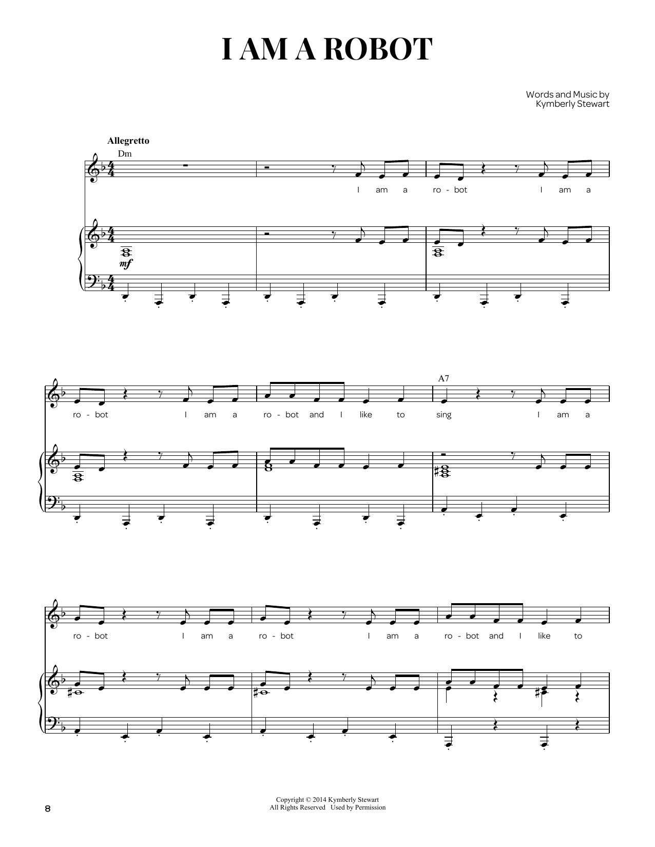 Kymberly Stewart I Am A Robot Sheet Music Notes & Chords for Piano & Vocal - Download or Print PDF