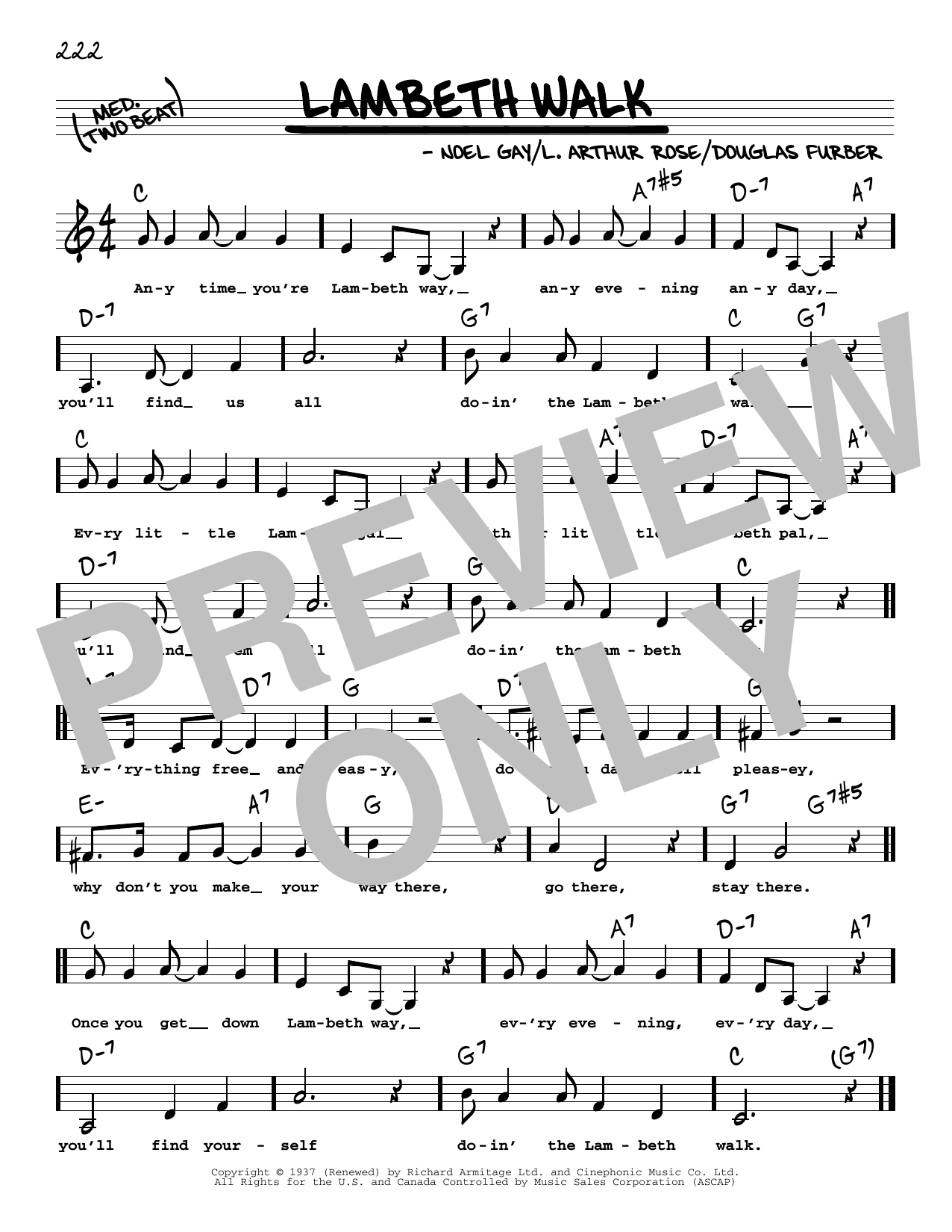L. Arthur Rose Lambeth Walk (Low Voice) Sheet Music Notes & Chords for Real Book – Melody, Lyrics & Chords - Download or Print PDF L. Arthur Rose Lambeth Walk (Low Voice) Sheet Music Notes & Chords for Real Book – Melody, Lyrics & Chords - Download or Print PDF