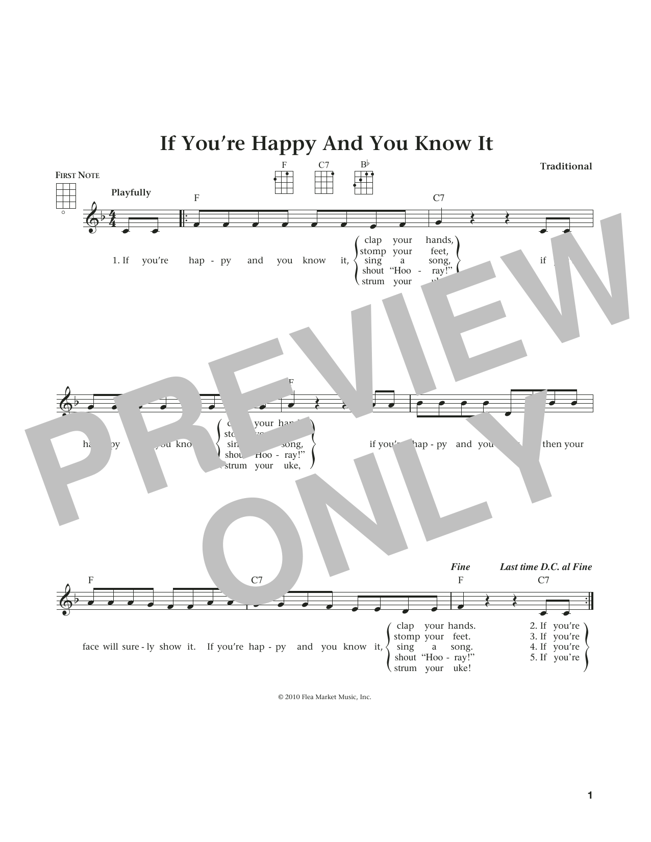 L. Smith If You're Happy And You Know It (from The Daily Ukulele) (arr. Liz and Jim Beloff) Sheet Music Notes & Chords for Ukulele - Download or Print PDF