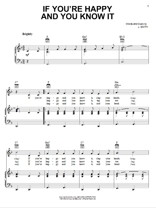 L. Smith If You're Happy And You Know It Sheet Music Notes & Chords for Easy Guitar Tab - Download or Print PDF
