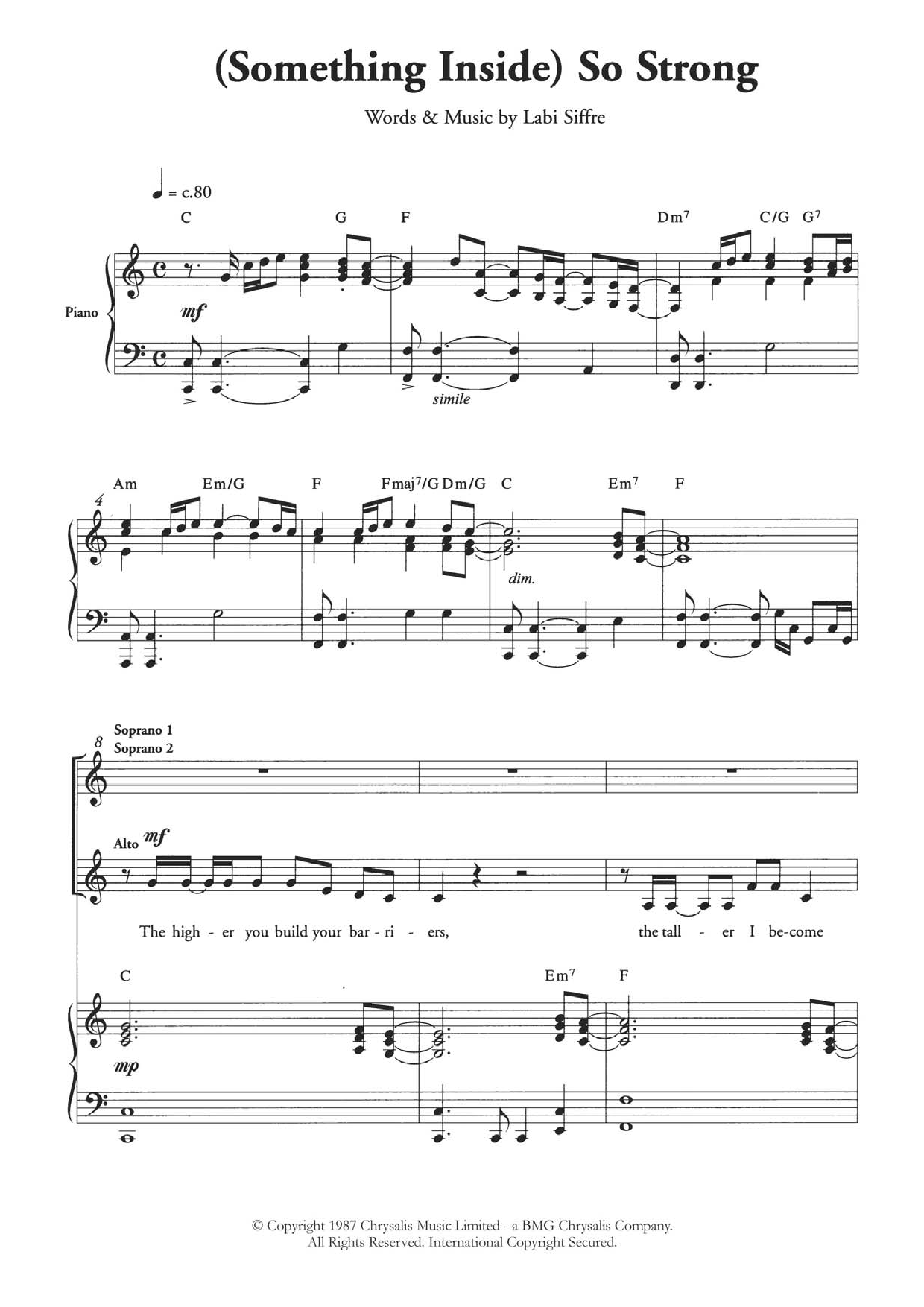 Labi Siffre (Something Inside) So Strong (arr. Berty Rice) Sheet Music Notes & Chords for SATB - Download or Print PDF
