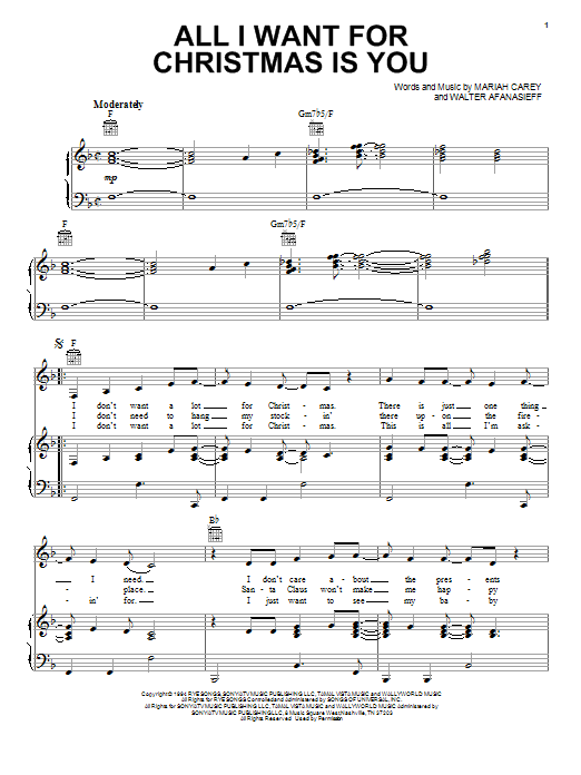 Lady A All I Want For Christmas Is You Sheet Music Notes & Chords for Piano, Vocal & Guitar (Right-Hand Melody) - Download or Print PDF