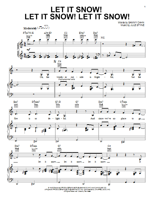 Lady A Let It Snow! Let It Snow! Let It Snow! Sheet Music Notes & Chords for Piano, Vocal & Guitar (Right-Hand Melody) - Download or Print PDF
