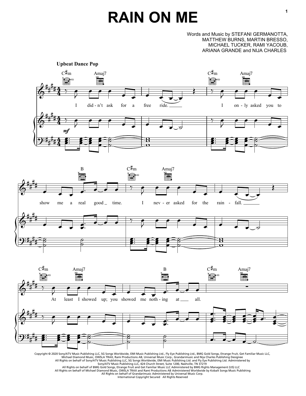 Lady Gaga & Ariana Grande Rain On Me Sheet Music Notes & Chords for Easy Piano - Download or Print PDF
