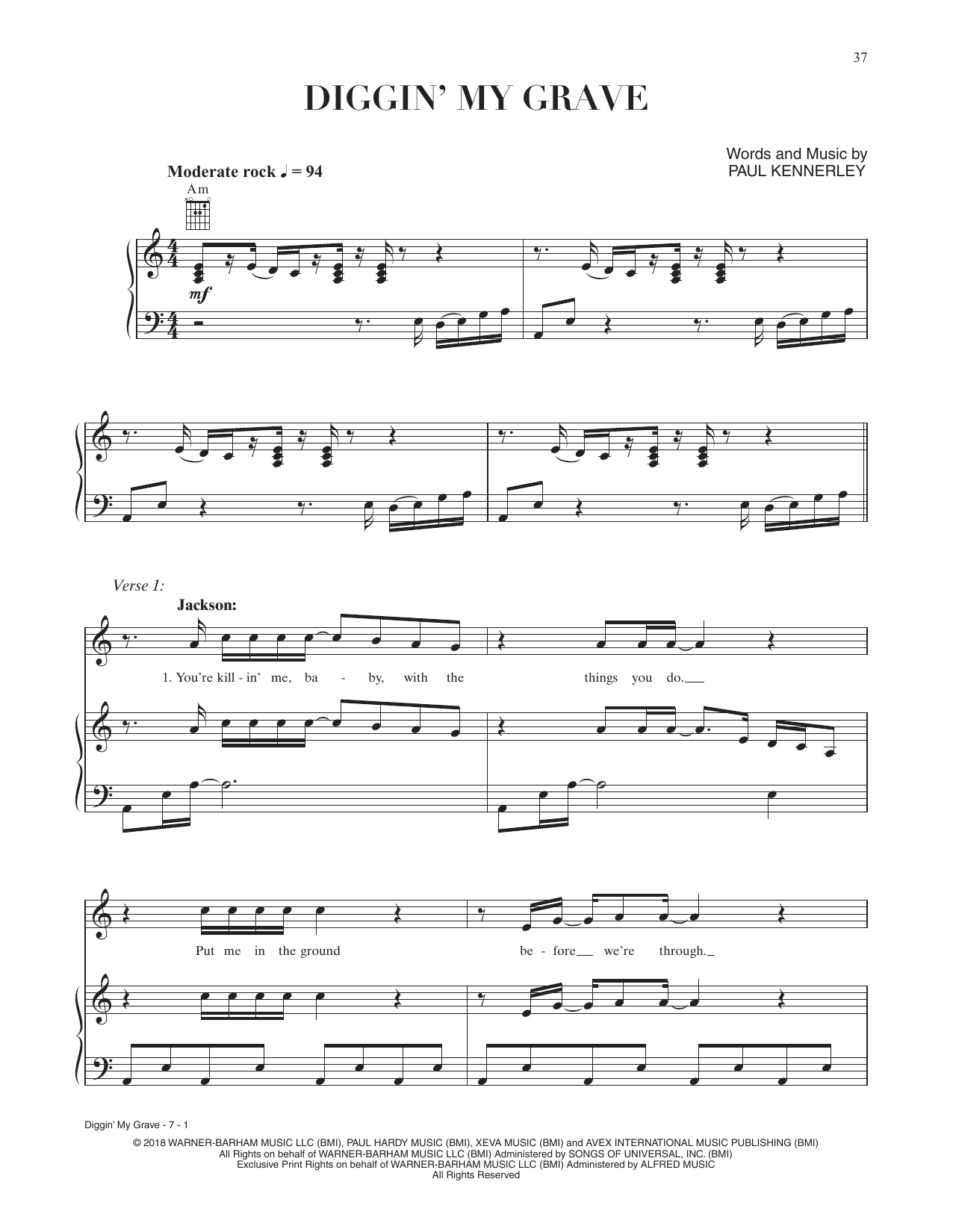 Lady Gaga & Bradley Cooper Diggin' My Grave (from A Star Is Born) Sheet Music Notes & Chords for Piano, Vocal & Guitar Chords (Right-Hand Melody) - Download or Print PDF