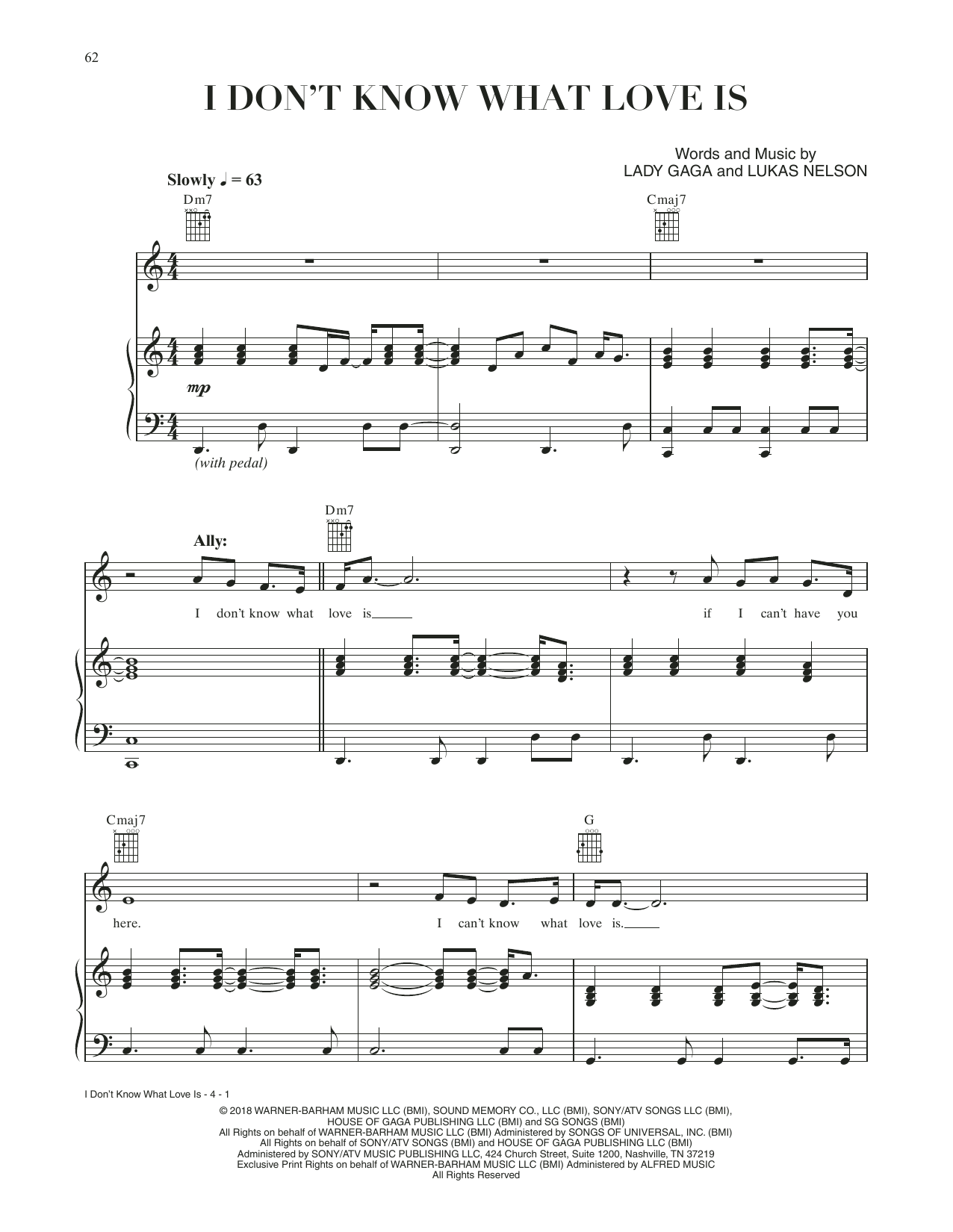 Lady Gaga & Bradley Cooper I Don't Know What Love Is (from A Star Is Born) Sheet Music Notes & Chords for Piano, Vocal & Guitar Chords (Right-Hand Melody) - Download or Print PDF