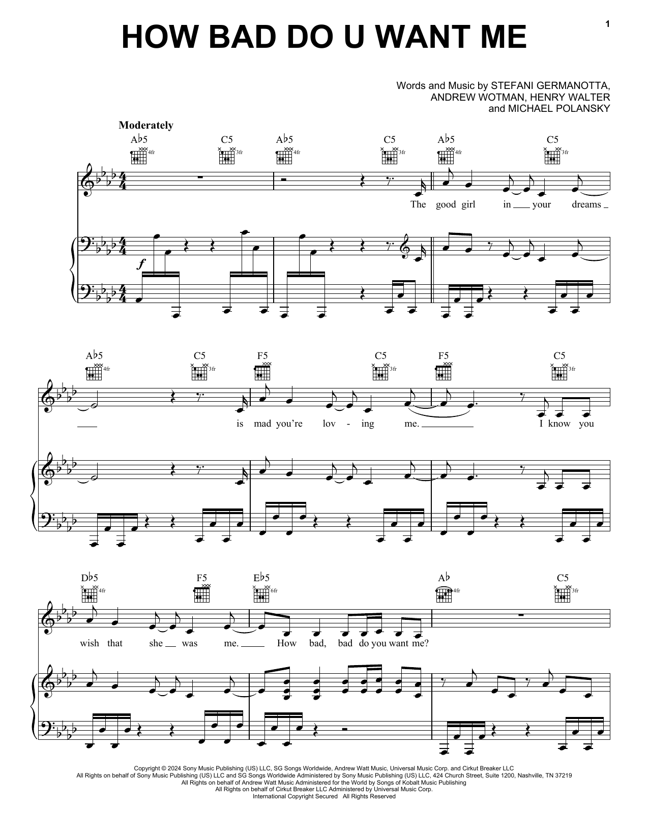 Lady Gaga How Bad Do U Want Me Sheet Music Notes & Chords for Piano, Vocal & Guitar Chords (Right-Hand Melody) - Download or Print PDF Lady Gaga How Bad Do U Want Me Sheet Music Notes & Chords for Piano, Vocal & Guitar Chords (Right-Hand Melody) - Download or Print PDF