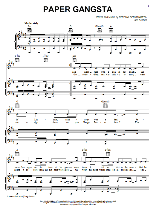 Lady Gaga Paper Gangsta Sheet Music Notes & Chords for Easy Piano - Download or Print PDF