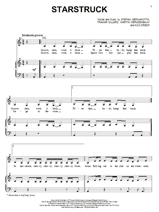 Lady Gaga Starstruck Sheet Music Notes & Chords for Voice - Download or Print PDF
