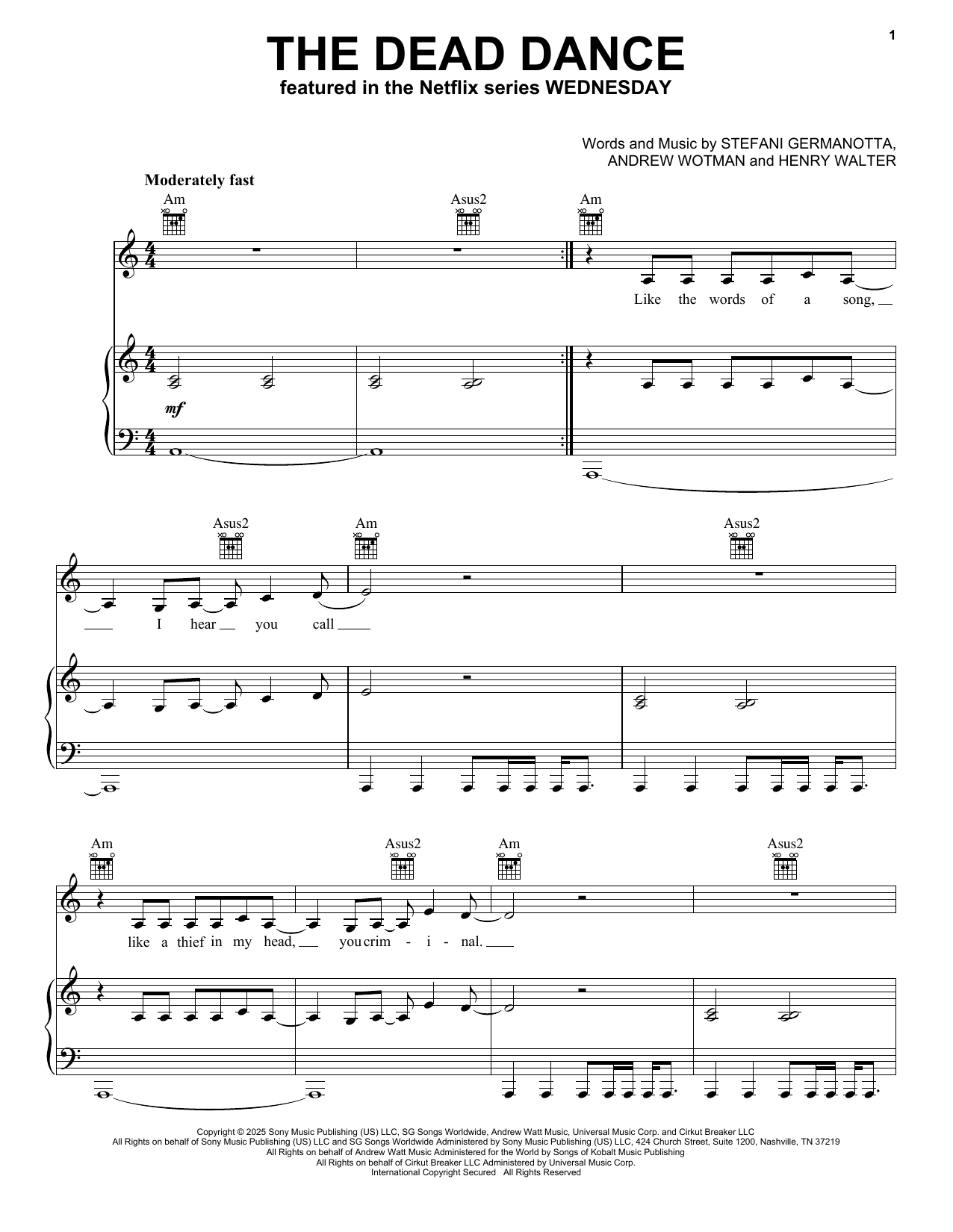 Lady Gaga The Dead Dance (from Wednesday) Sheet Music Notes & Chords for Super Easy Piano - Download or Print PDF