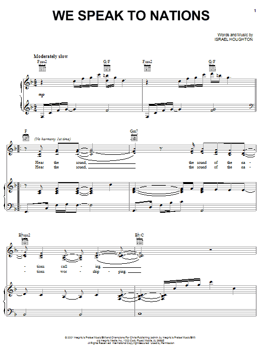 Israel Houghton We Speak To Nations Sheet Music Notes & Chords for Piano, Vocal & Guitar (Right-Hand Melody) - Download or Print PDF Israel Houghton We Speak To Nations Sheet Music Notes & Chords for Piano, Vocal & Guitar (Right-Hand Melody) - Download or Print PDF
