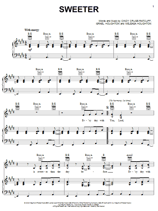 Israel Houghton Sweeter Sheet Music Notes & Chords for Piano, Vocal & Guitar (Right-Hand Melody) - Download or Print PDF Israel Houghton Sweeter Sheet Music Notes & Chords for Piano, Vocal & Guitar (Right-Hand Melody) - Download or Print PDF
