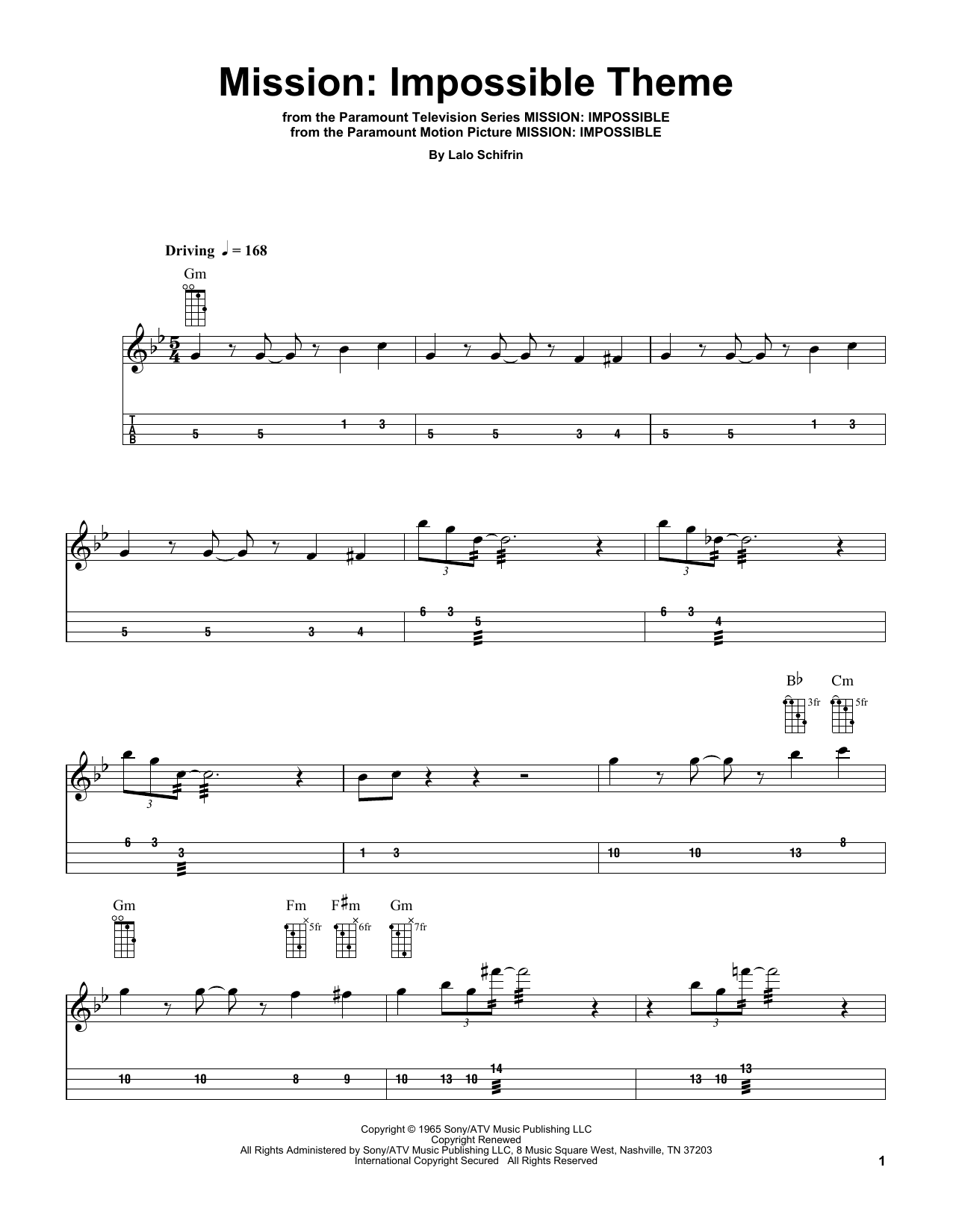 Lalo Schifrin Mission: Impossible Theme (arr. Bobby Westfall) Sheet Music Notes & Chords for Mandolin - Download or Print PDF