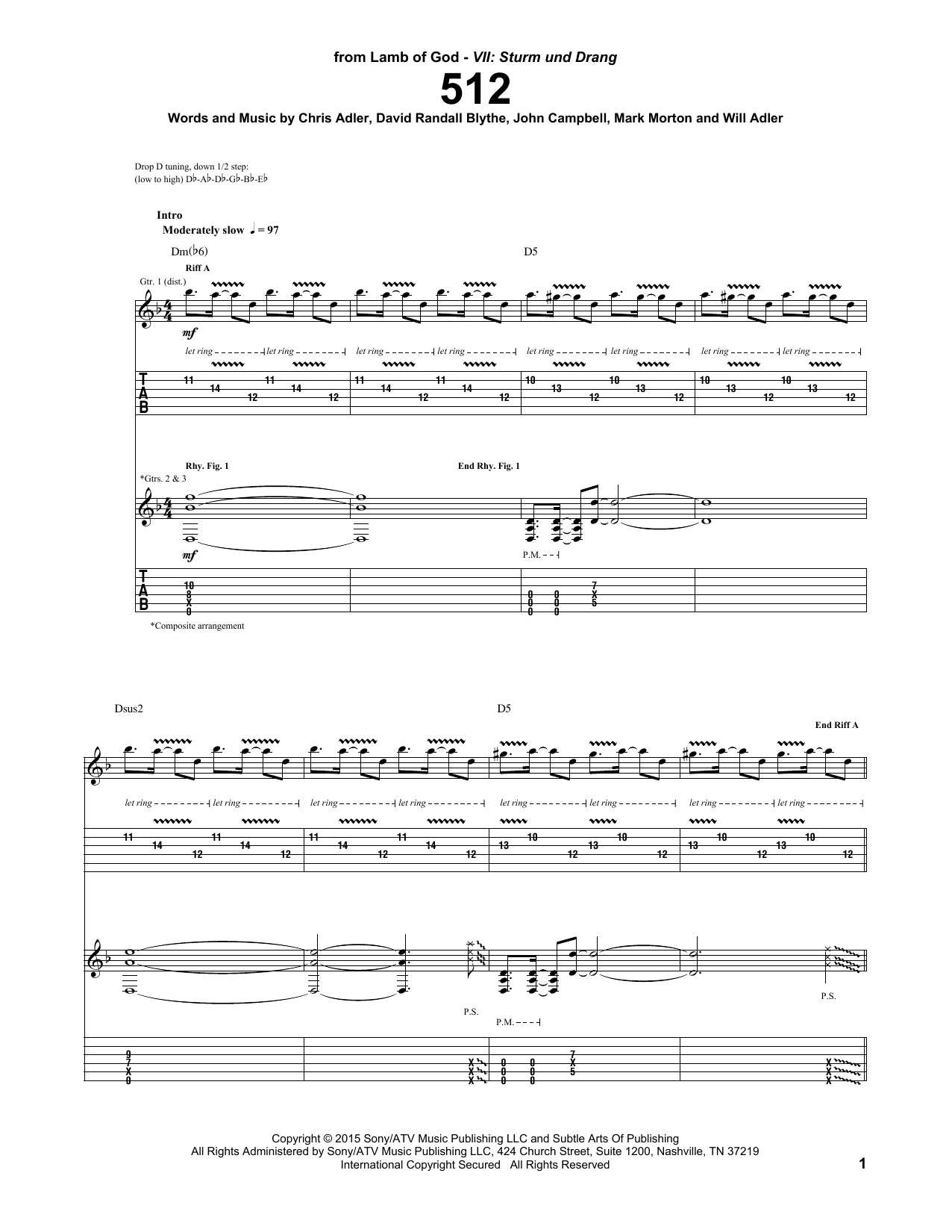 Lamb Of God 512 Sheet Music Notes & Chords for Guitar Tab - Download or Print PDF