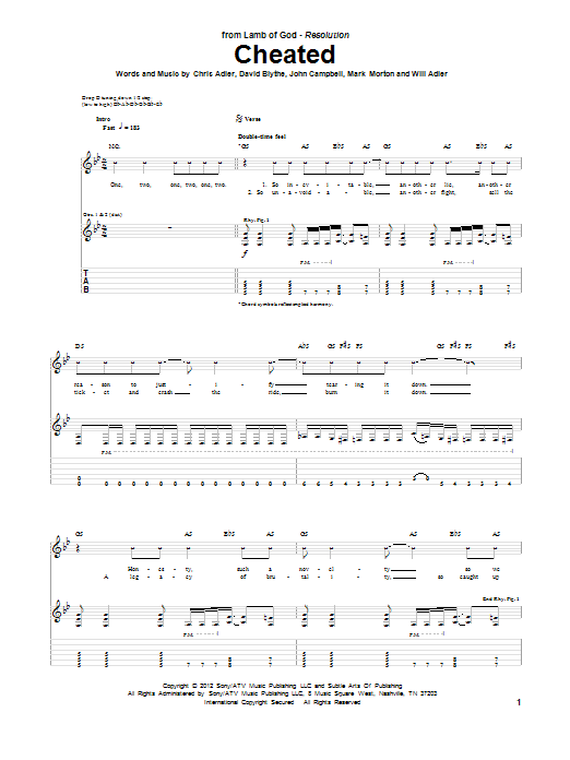 Lamb Of God Cheated Sheet Music Notes & Chords for Guitar Tab - Download or Print PDF Lamb Of God Cheated Sheet Music Notes & Chords for Guitar Tab - Download or Print PDF