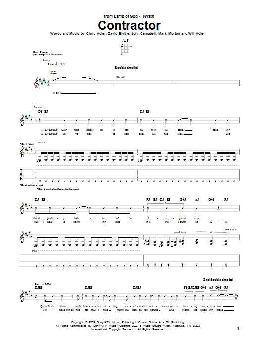 Lamb Of God Contractor Sheet Music Notes & Chords for Guitar Tab - Download or Print PDF