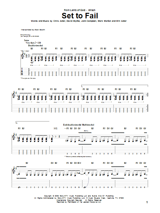 Lamb Of God Set To Fail Sheet Music Notes & Chords for Guitar Tab - Download or Print PDF