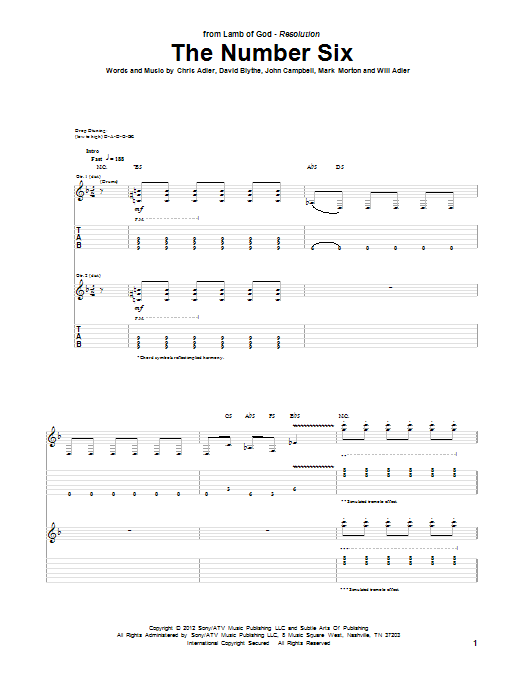 Lamb Of God The Number Six Sheet Music Notes & Chords for Guitar Tab - Download or Print PDF Lamb Of God The Number Six Sheet Music Notes & Chords for Guitar Tab - Download or Print PDF