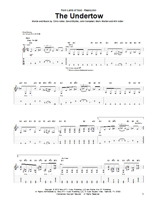 Lamb Of God The Undertow Sheet Music Notes & Chords for Guitar Tab - Download or Print PDF