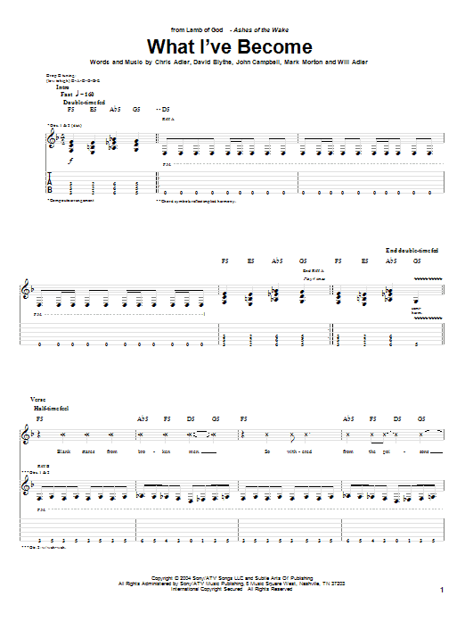 Lamb Of God What I've Become Sheet Music Notes & Chords for Guitar Tab - Download or Print PDF