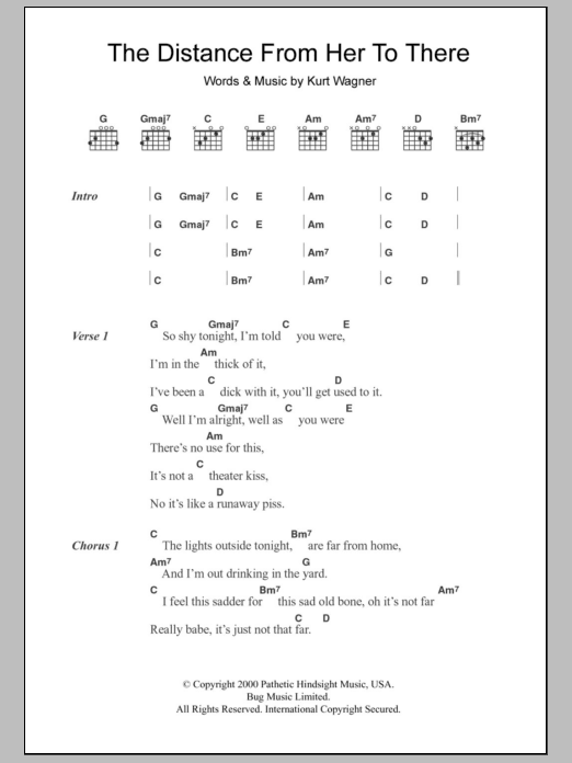 Lambchop The Distance From Her To There Sheet Music Notes & Chords for Lyrics & Chords - Download or Print PDF