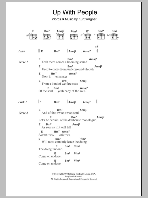 Lambchop Up With People Sheet Music Notes & Chords for Lyrics & Chords - Download or Print PDF