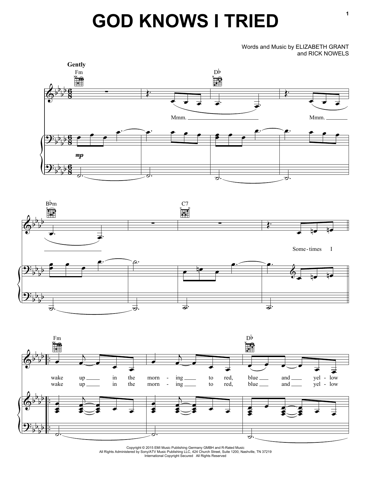 Lana Del Rey God Knows I Tried Sheet Music Notes & Chords for Piano, Vocal & Guitar (Right-Hand Melody) - Download or Print PDF