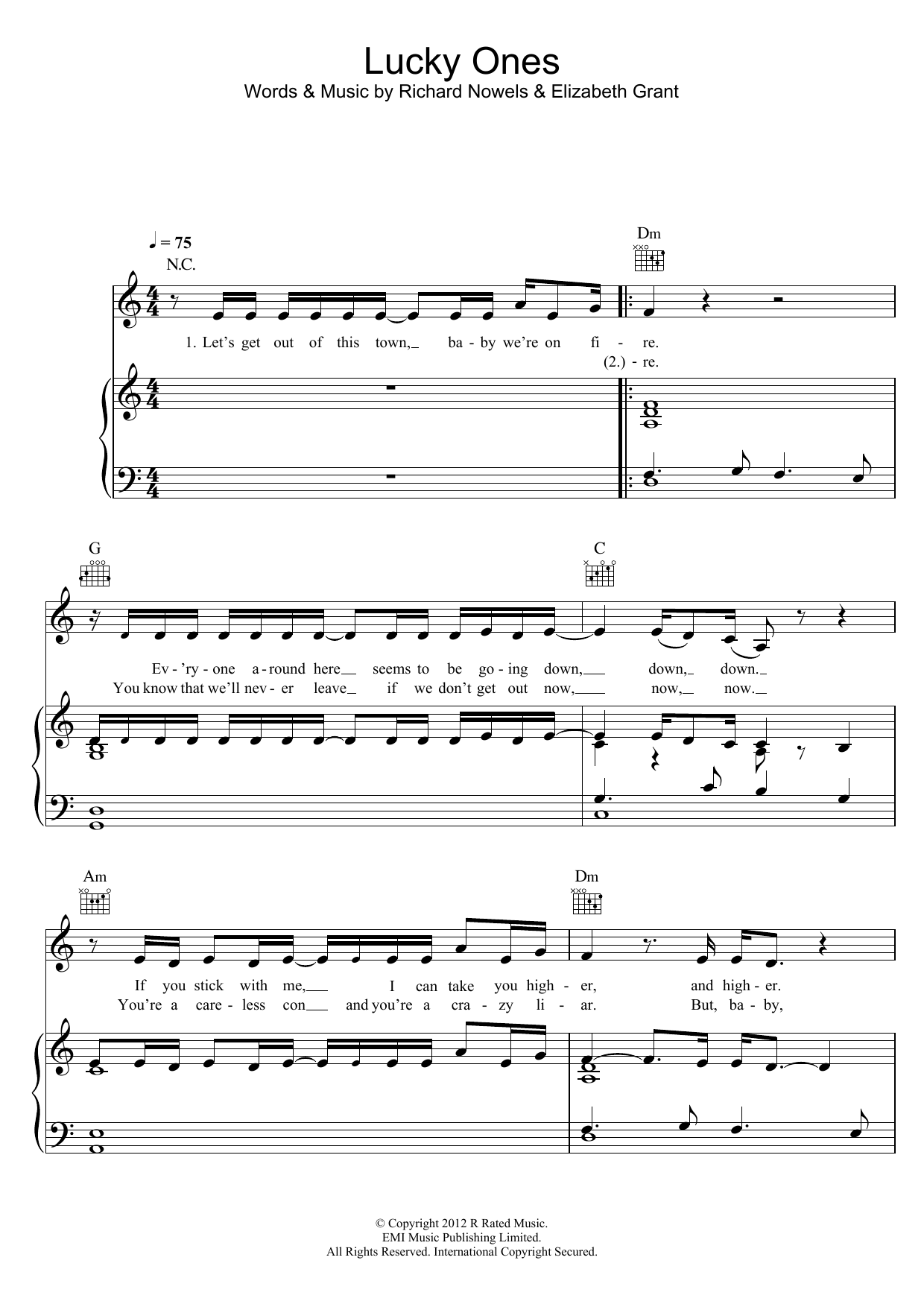 Lana Del Rey Lucky Ones Sheet Music Notes & Chords for Piano, Vocal & Guitar (Right-Hand Melody) - Download or Print PDF