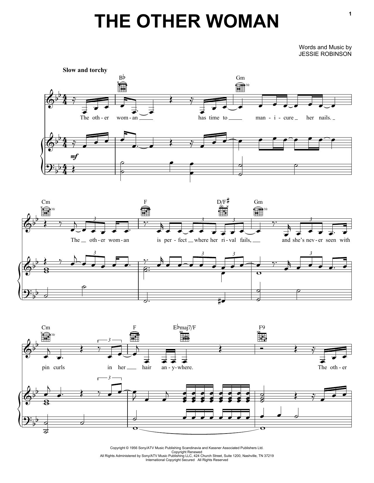 Lana Del Rey The Other Woman Sheet Music Notes & Chords for Piano, Vocal & Guitar (Right-Hand Melody) - Download or Print PDF