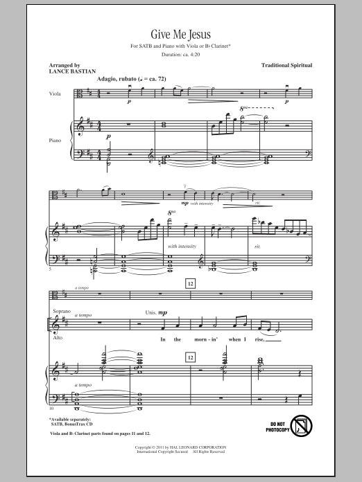 Lance Bastian Give Me Jesus Sheet Music Notes & Chords for SATB - Download or Print PDF