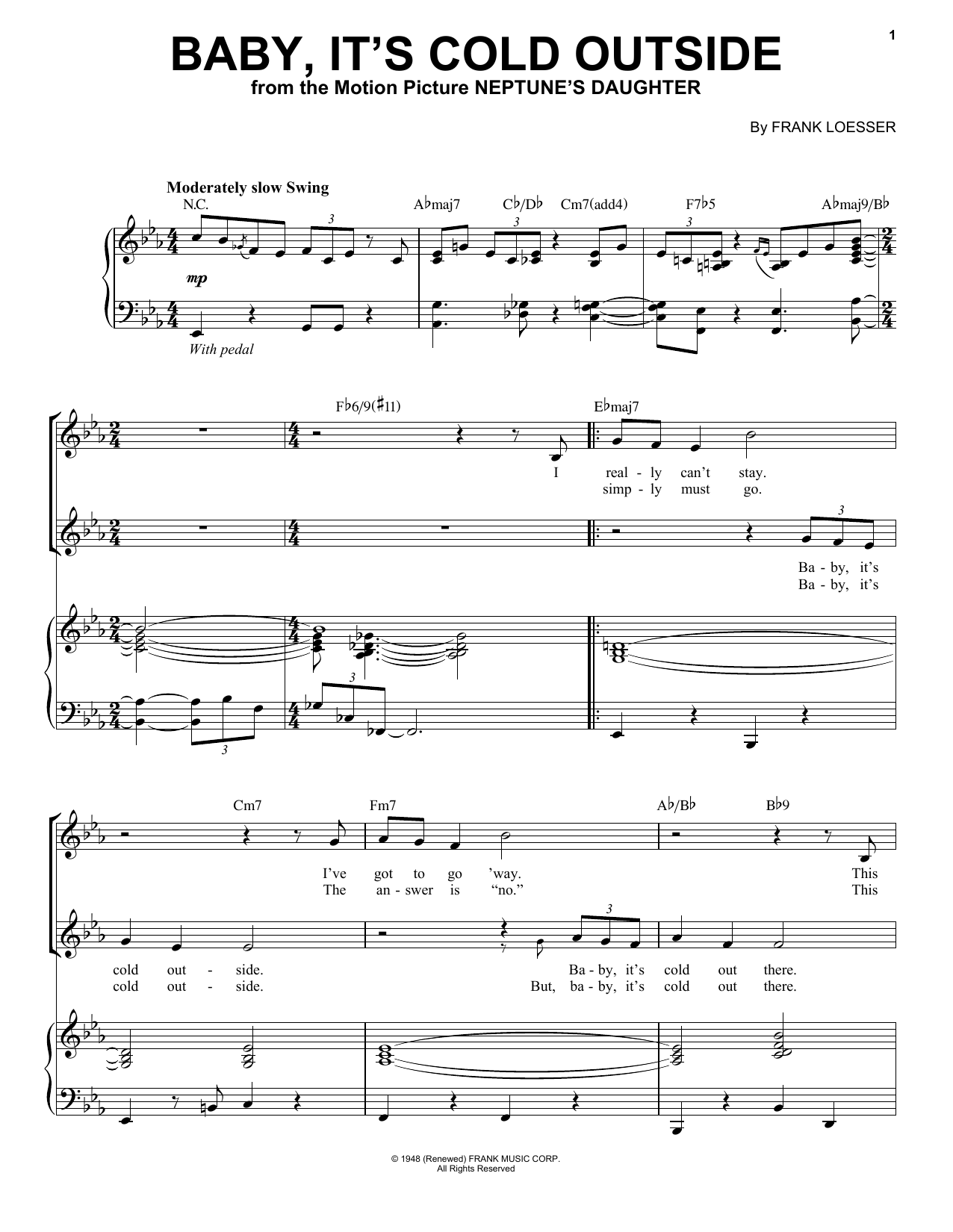 Landau Eugene Murphy, Jr. Baby, It's Cold Outside Sheet Music Notes & Chords for Piano, Vocal & Guitar (Right-Hand Melody) - Download or Print PDF