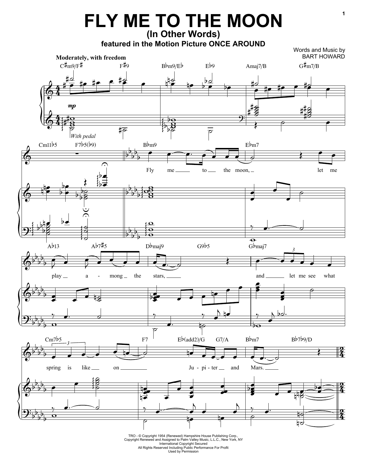 Landau Eugene Murphy, Jr. Fly Me To The Moon (In Other Words) Sheet Music Notes & Chords for Piano, Vocal & Guitar (Right-Hand Melody) - Download or Print PDF