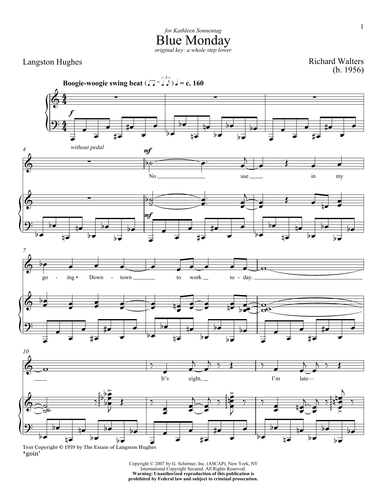Langston Hughes Blue Monday Sheet Music Notes & Chords for Piano & Vocal - Download or Print PDF