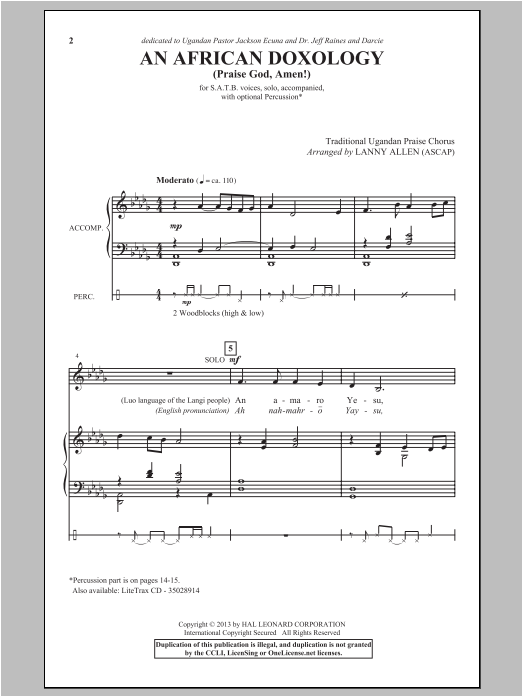 Lanny Allen An African Doxology Sheet Music Notes & Chords for SATB - Download or Print PDF