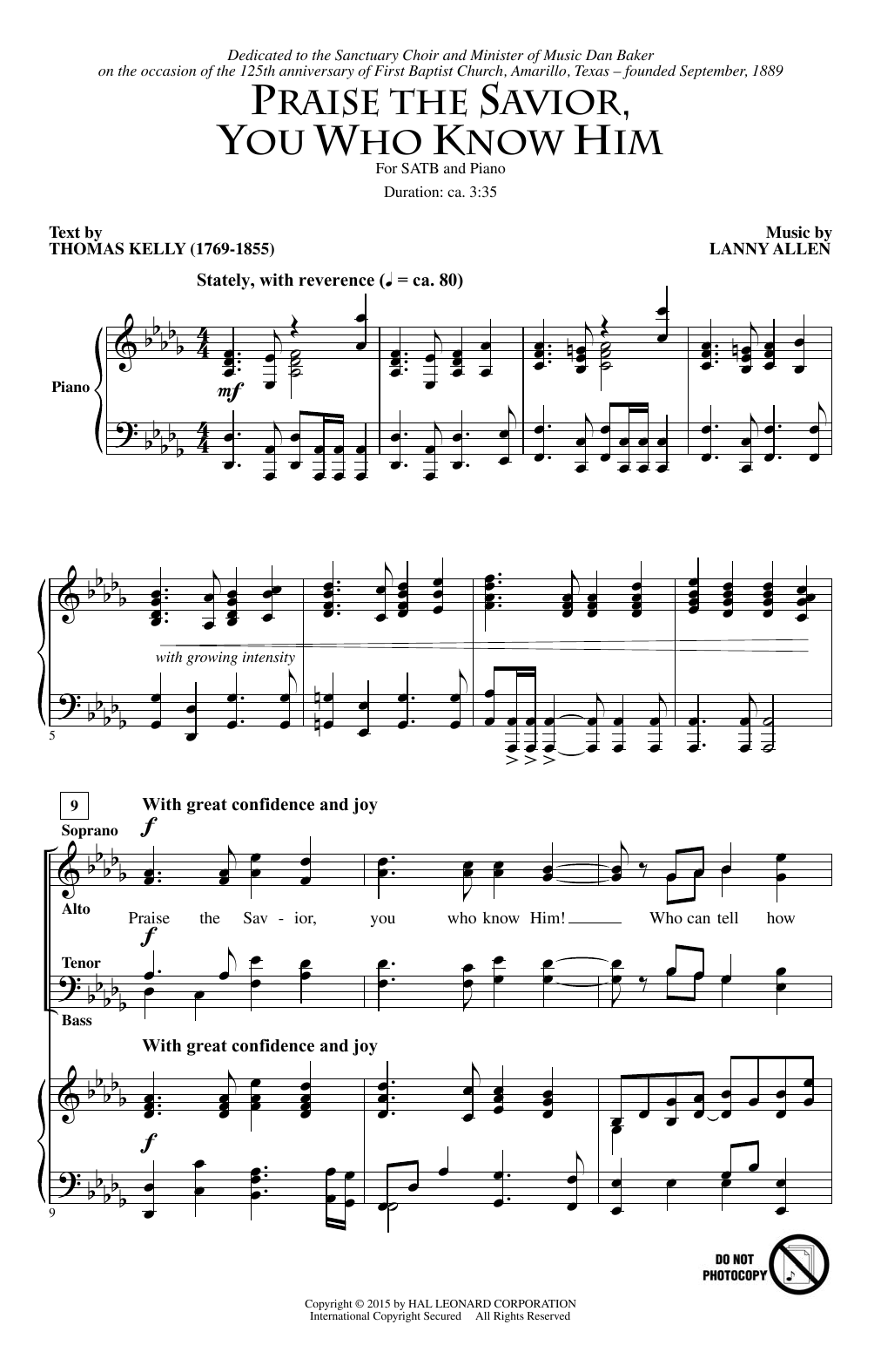 Lanny Allen Praise The Savior, You Who Know Him Sheet Music Notes & Chords for SATB - Download or Print PDF
