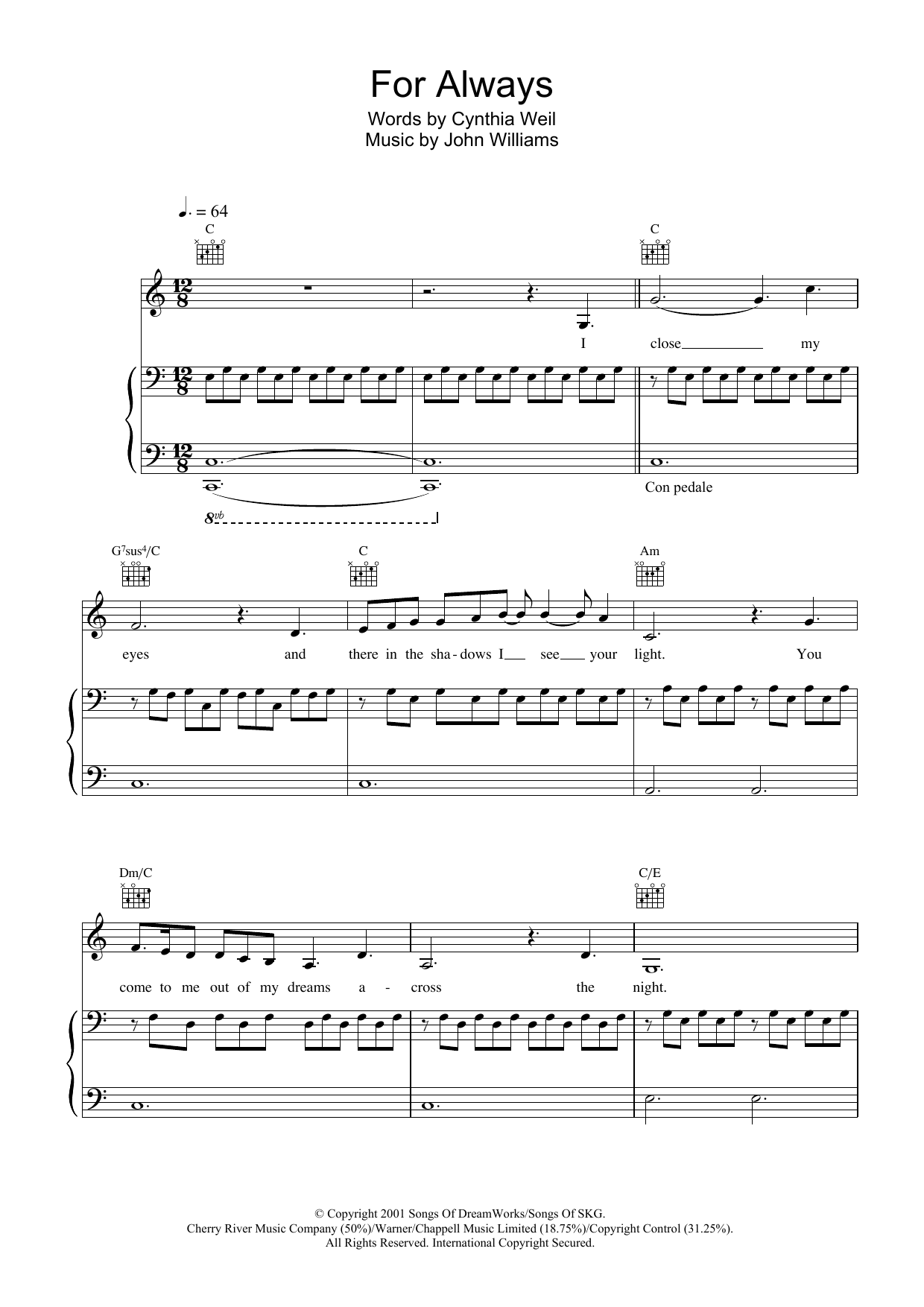 Lara Fabian For Always Sheet Music Notes & Chords for Piano, Vocal & Guitar - Download or Print PDF